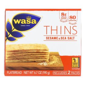 Wasa Sesame & Sea Salt Flatbread Thins - Case Of 10 - 6.7 Oz