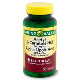 Spring Valley Acetyl L-Carnitine HCl and Alpha Lipoic Acid Dietary Supplement, 50 Count