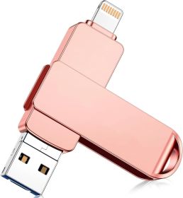 Photo Stick For IPhoe,3-in-1 Drive For IPhoe,High-Speed IPhoe Memory Stick Thumb Drives External Storage USB Stick Compatible For IPhoe (Colour: Pink)